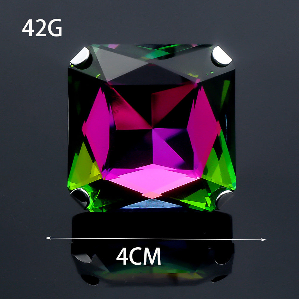 Women's Luxury Square Niche Advanced Exaggerated Opening Rings