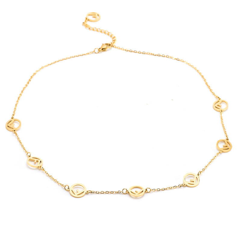 Classic Multiple F Letter Female Titanium Necklaces