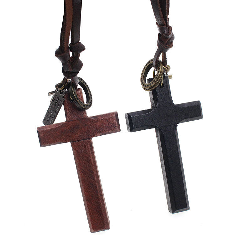Style Personality Leather String Natural Wood Necklaces