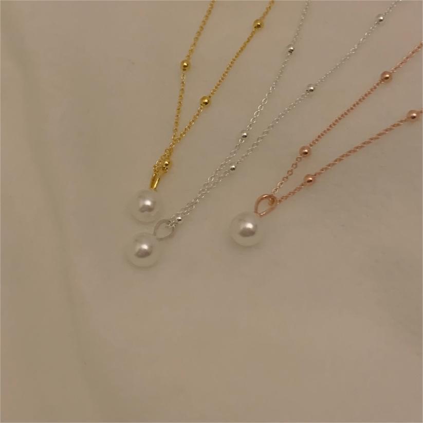 Korean Style Sterling Sier Beads Simple Cool Necklaces