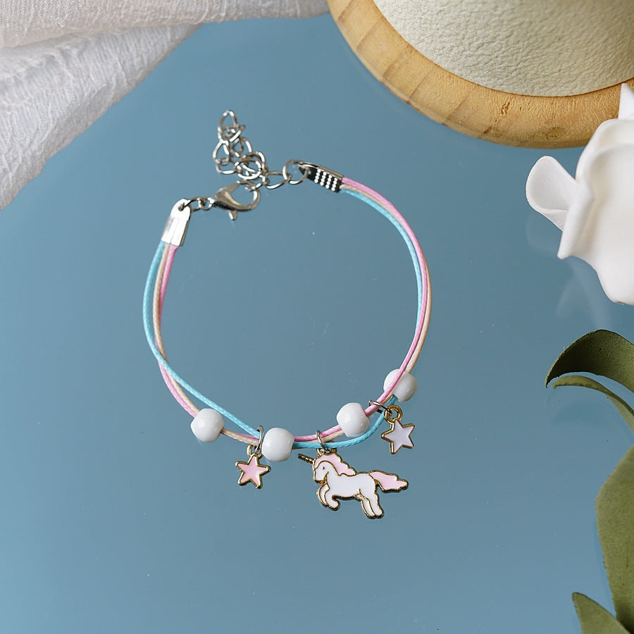 Personality Carrying Strap Unicorn Drop Oil Bracelets