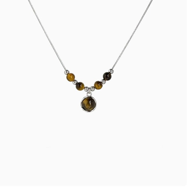 Women's Tiger Eye Chinese Style Twin Niche Graceful Clavicle Necklaces