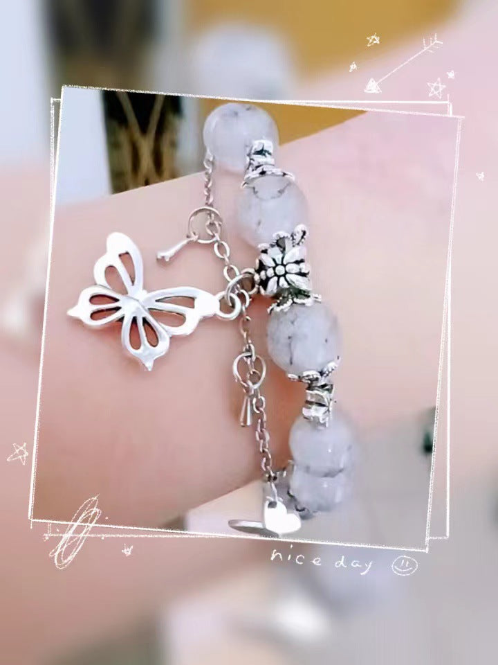 Glazed Antique Style Butterfly Tassel Design Ping An Bracelets