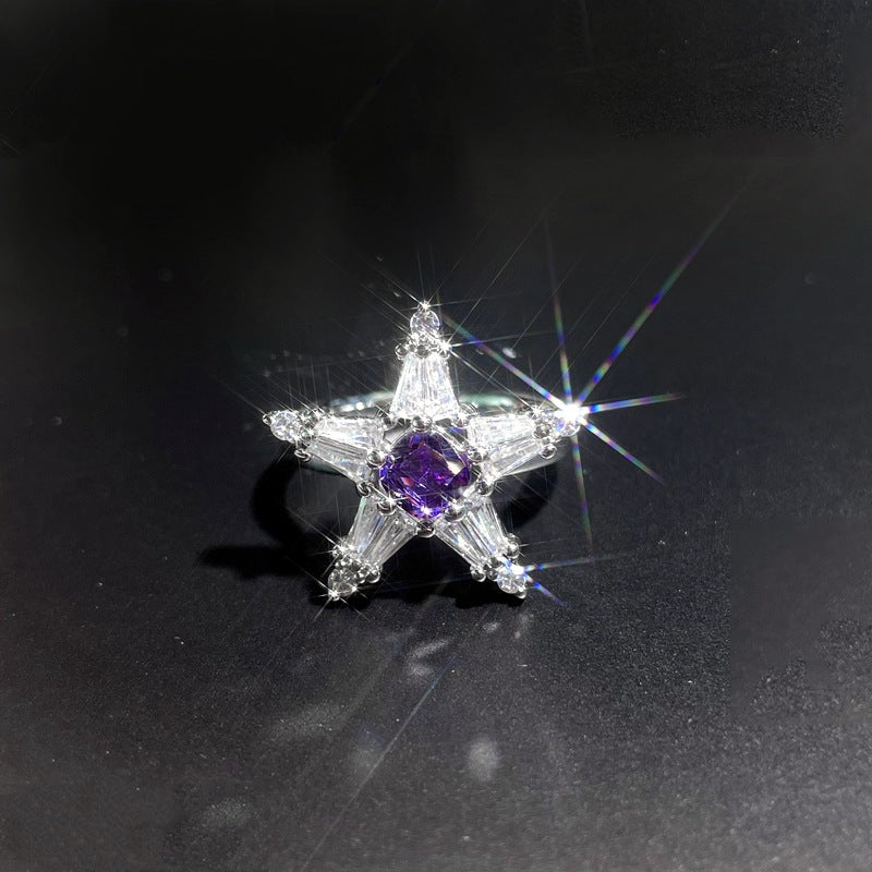 Star Purple Diamond Zircon Series Open Female Affordable Rings