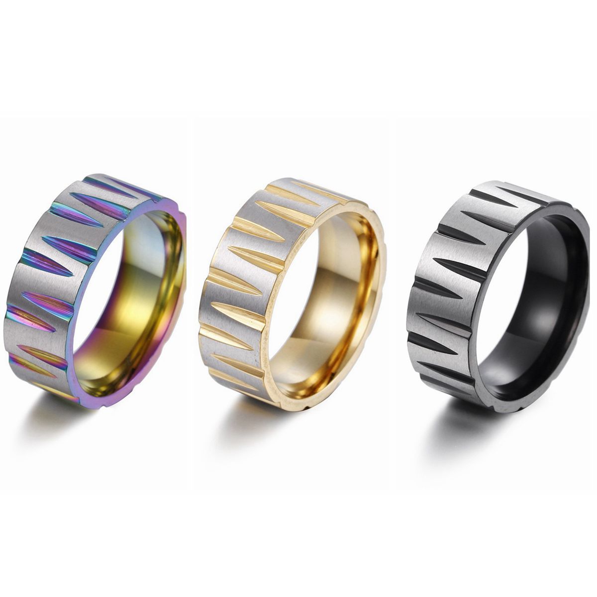 Stainless Steel Titanium Colorful Brushed Matte Rings