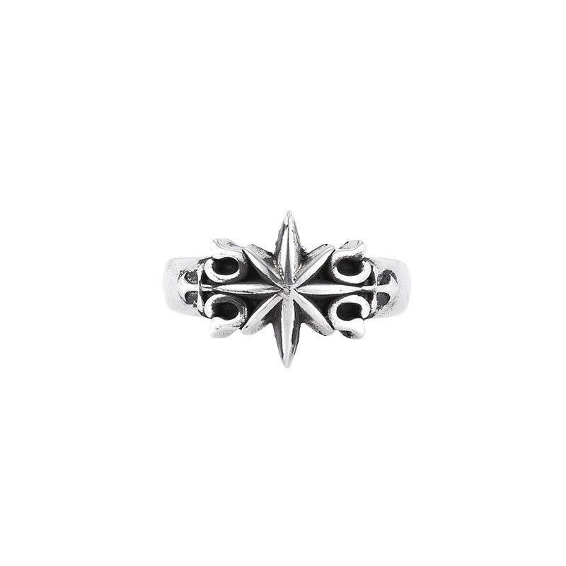 Six-pointed Star Argent Pur Retro Personalized Rings