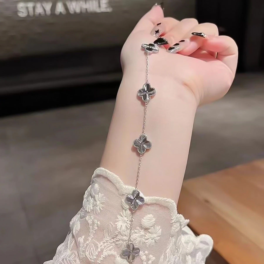 Clover Laser Female Sier Light Luxury Bracelets