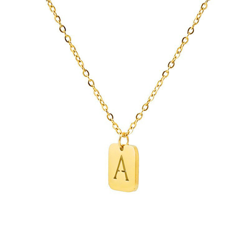 Women's Titanium Steel Letter Square Fashion English Necklaces