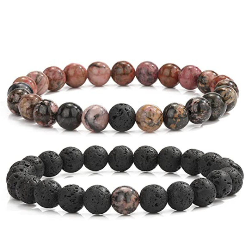 Men's Lava Stone Beads Couple Yellow Tiger Bracelets