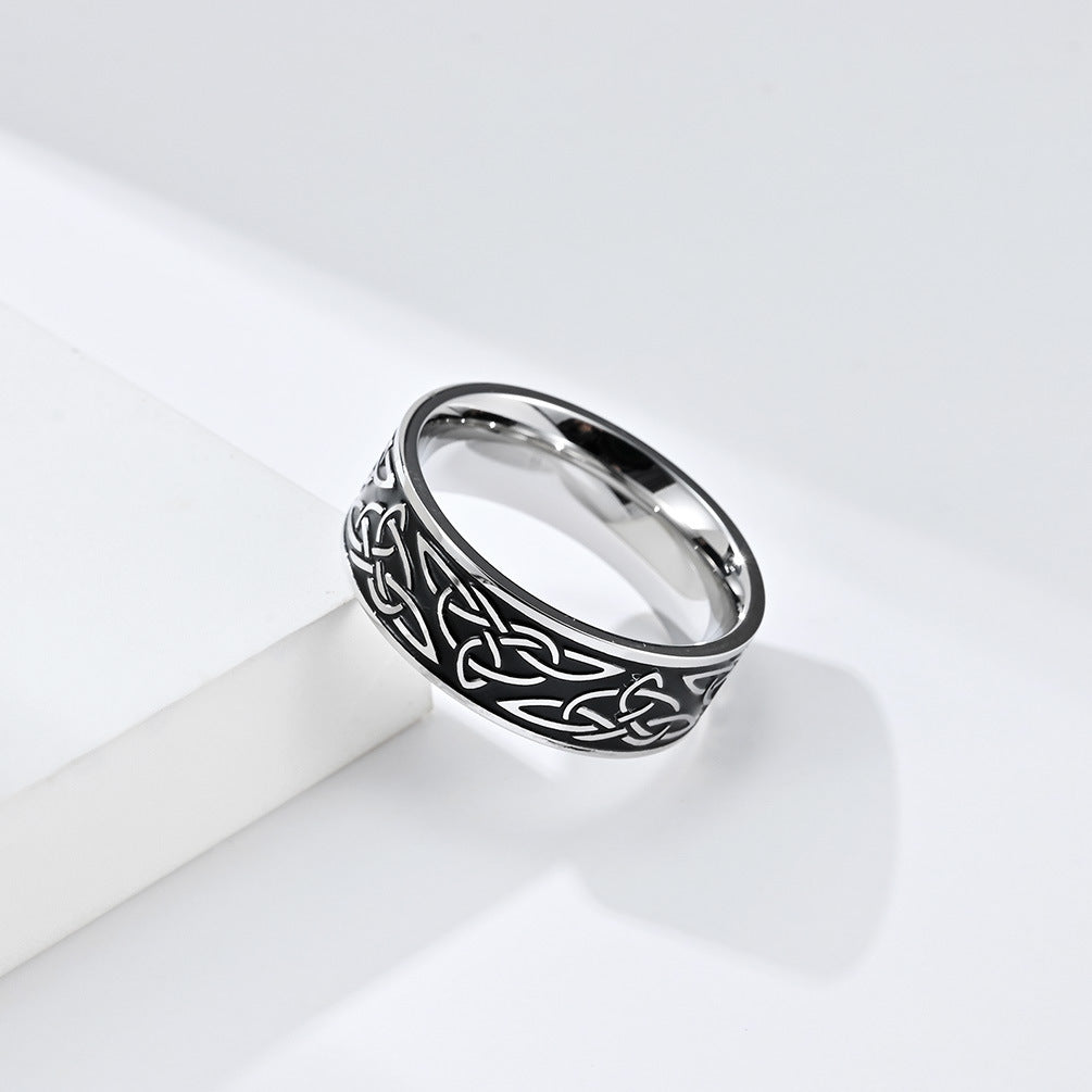 Men's Nordic Celtic Triangle Knot Titanium Steel Stainless Rings