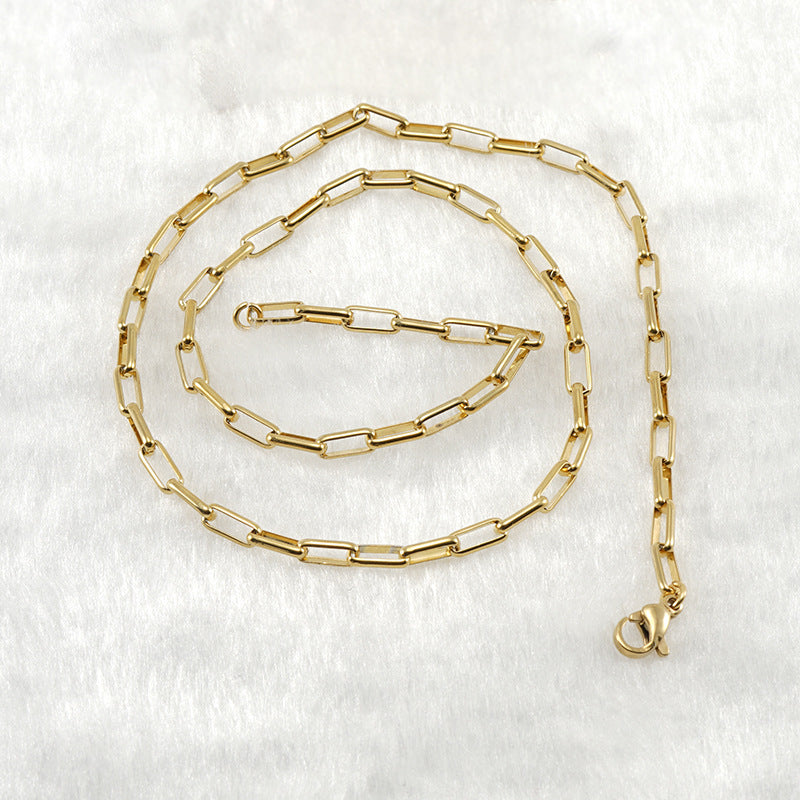 Women's Regular Bare Chain Titanium Steel Gold Necklaces
