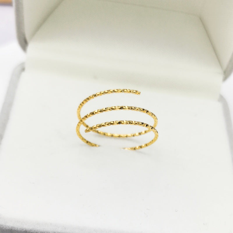 Titanium Steel Embossed Elastic Shank Pearl Rings