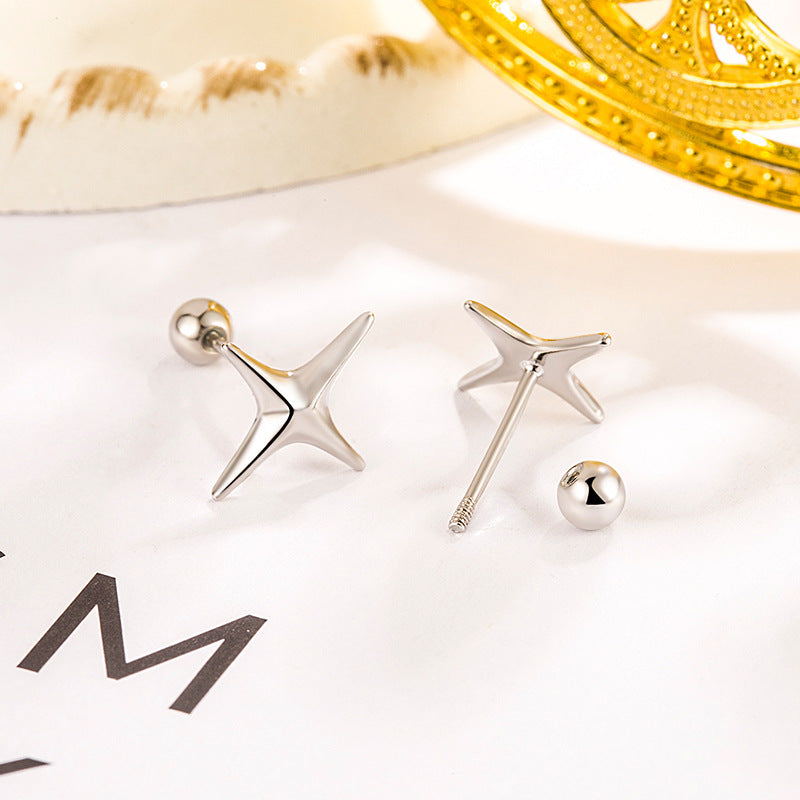Women's Screw Twist For Sweet Elegance Asymmetric Ear Bone Small Rings