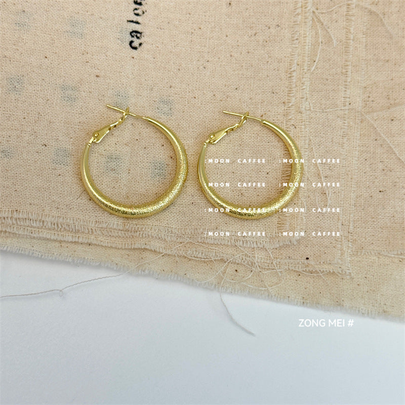Women's Cold Style Simple Retro Circle Sier Needle Niche Earrings