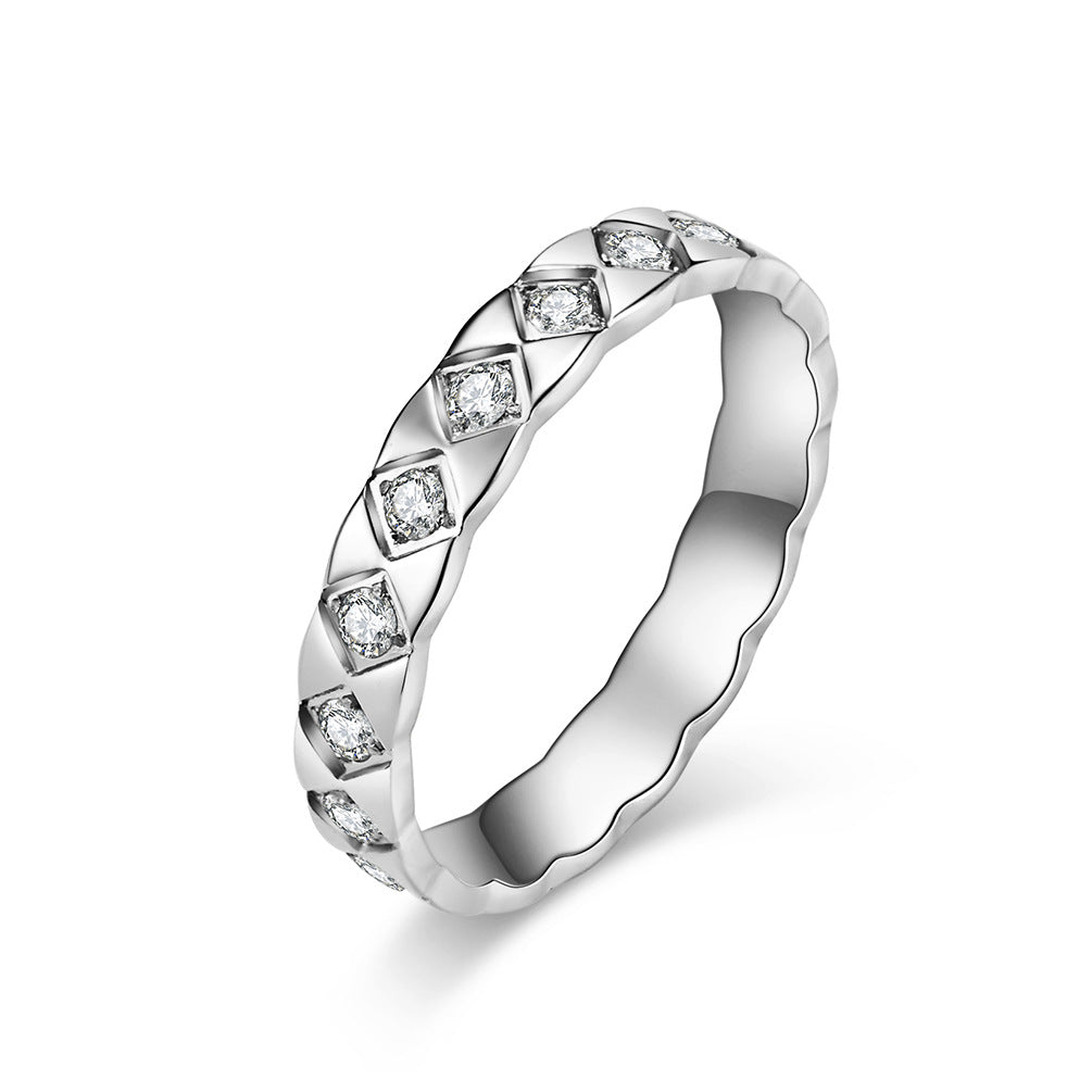 Women's Cold Style Stainless Steel Carved Diamond Titanium Full Rings