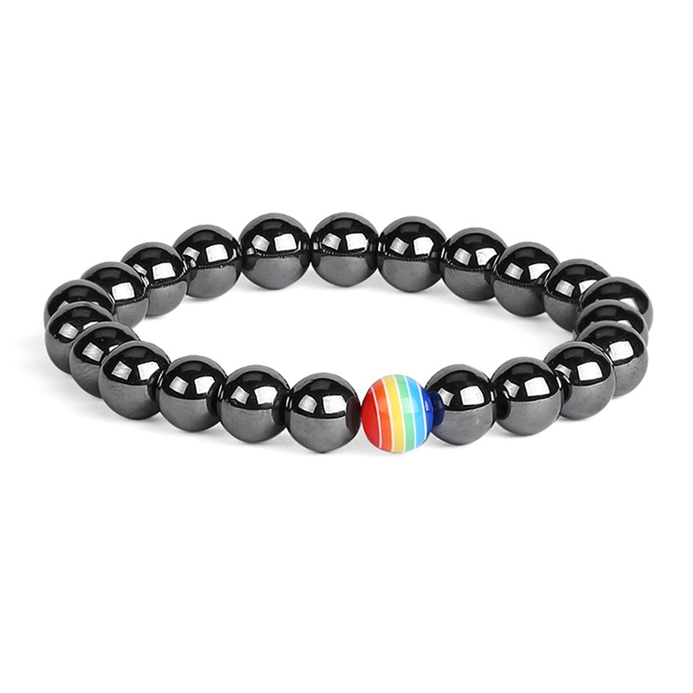 Women's Fashion Ornament Rainbow Beaded White Turquoise Bracelets