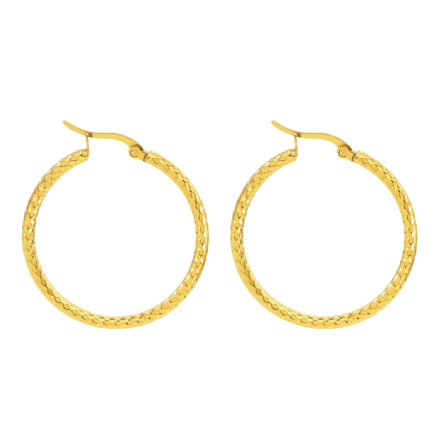 Women's Gold-plated Dense Emboss Round High-grade Titanium Steel Earrings