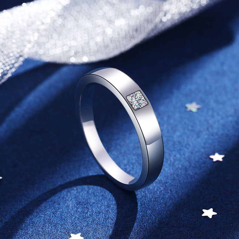 Men's Sterling Sier Moissanite Diamond Wedding Couple Rings