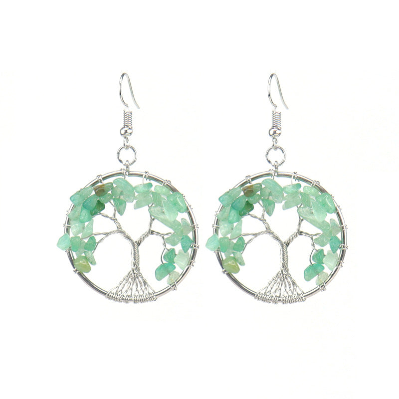 Natural Crystal Gravel Colorful Tree Root Lucky Earrings