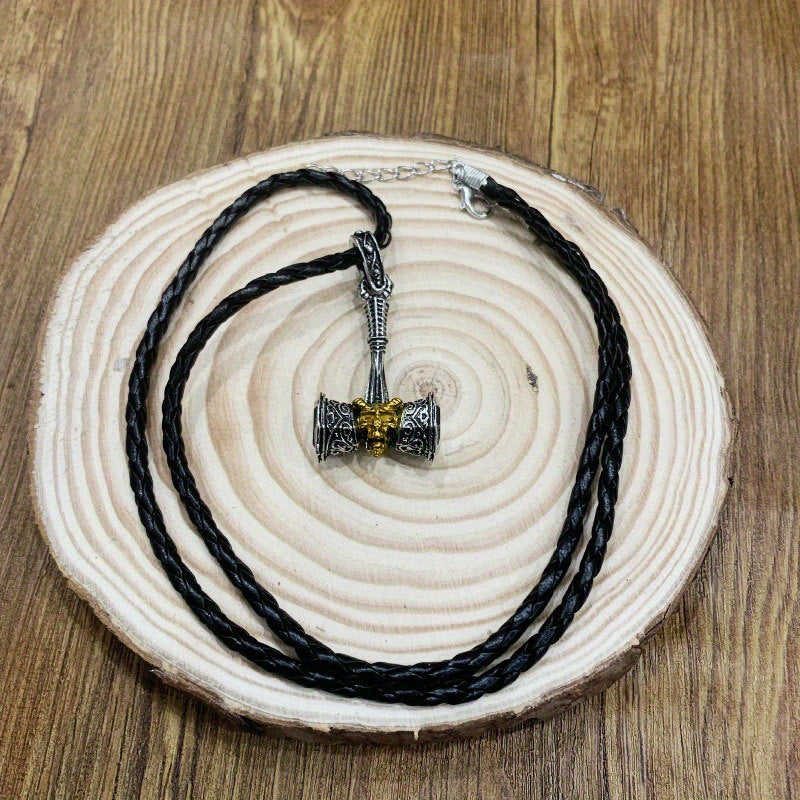 Viking Gold Skull Hammer Charm Punk Necklaces