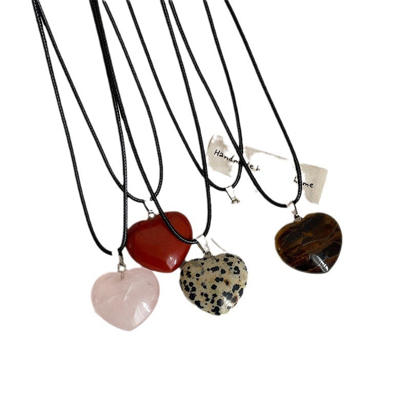 Women's Stone Love Black Rope Simple Minority Necklaces