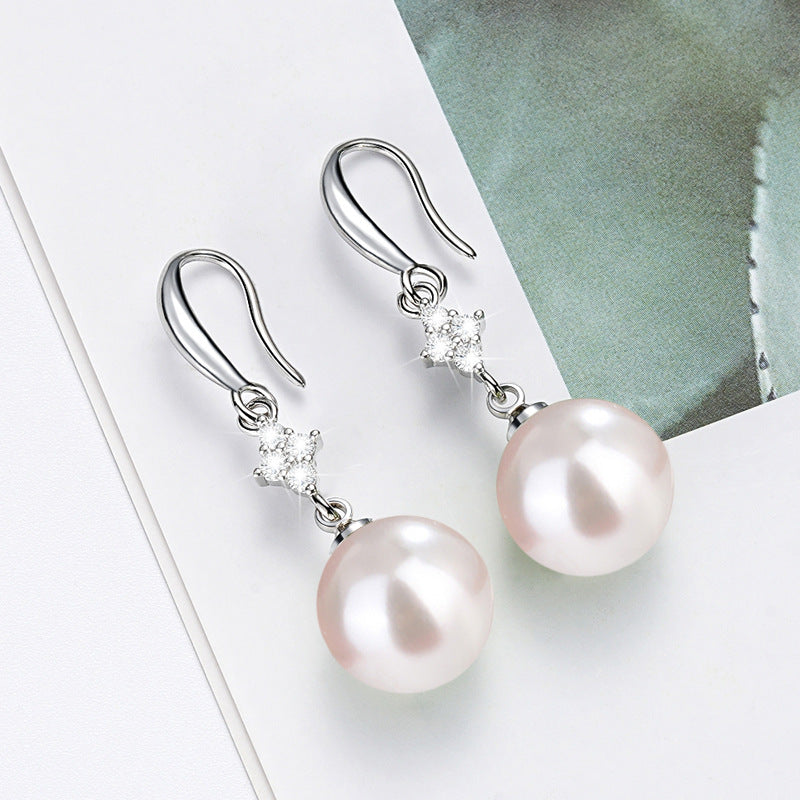 Inlaid Zircon Matte Red Round Beads Earrings