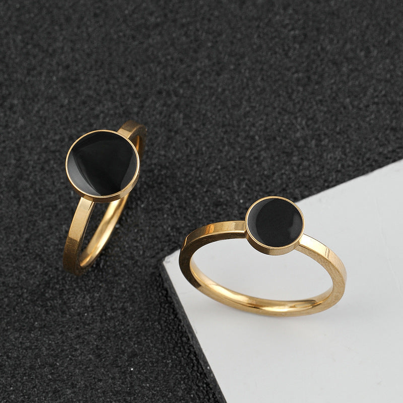 Women's Style Stainless Steel Ornament Welding Round Size Rings