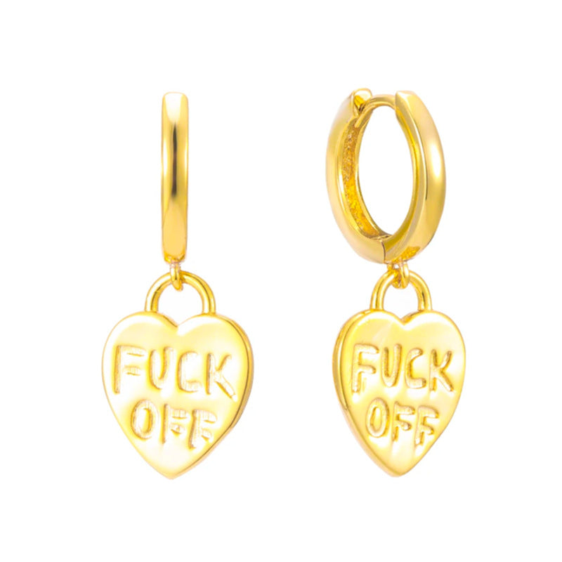 Hop Style Copper Plated Gold Letter Earrings
