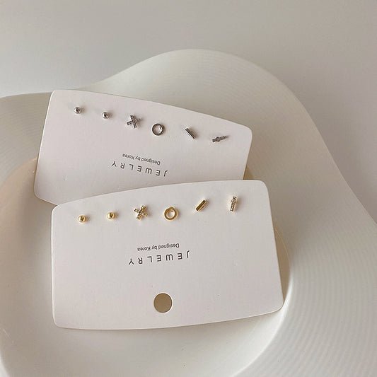 Geometric Metal Zircon Earings Set Female Earrings