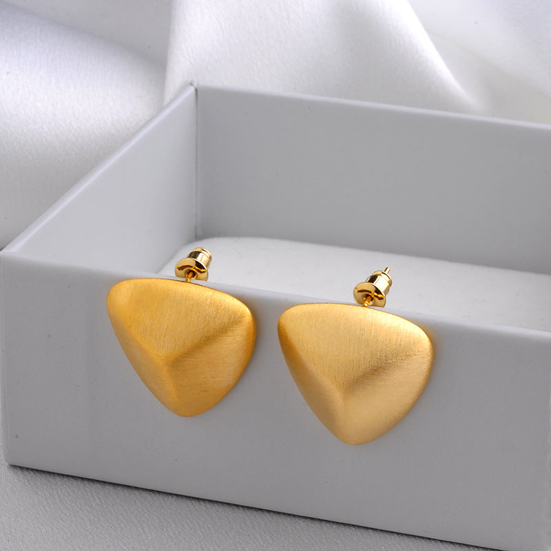 Minimalist Fashion Commuter Brushed Frosted Ball Triangle Earrings