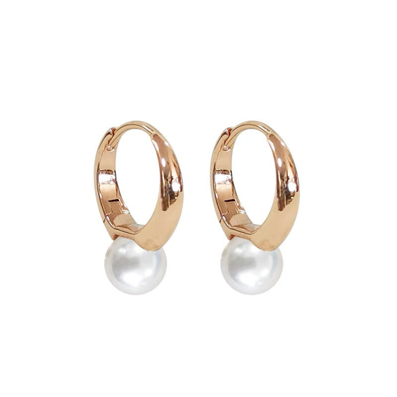 Women's Pearl High-grade Ear Simple Circle Clips Earrings
