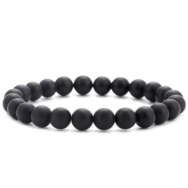 Men's Natural Stone Beads White Turquoise Elastic Bracelets