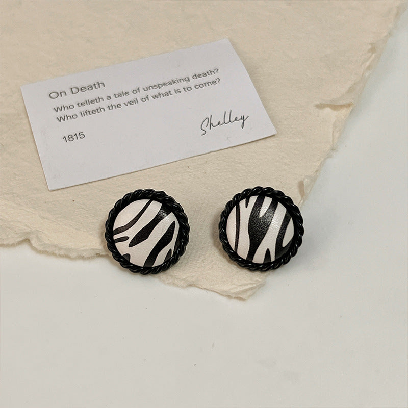 Retro Circle Zebra Print Leopard Elegant Earrings