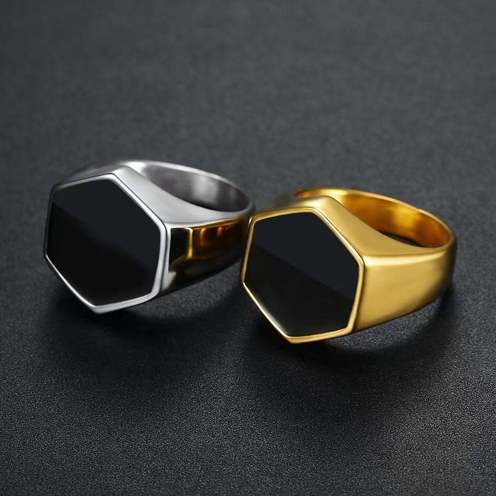 Men's Personality Fashion Shiny Surface Black Drip Rings