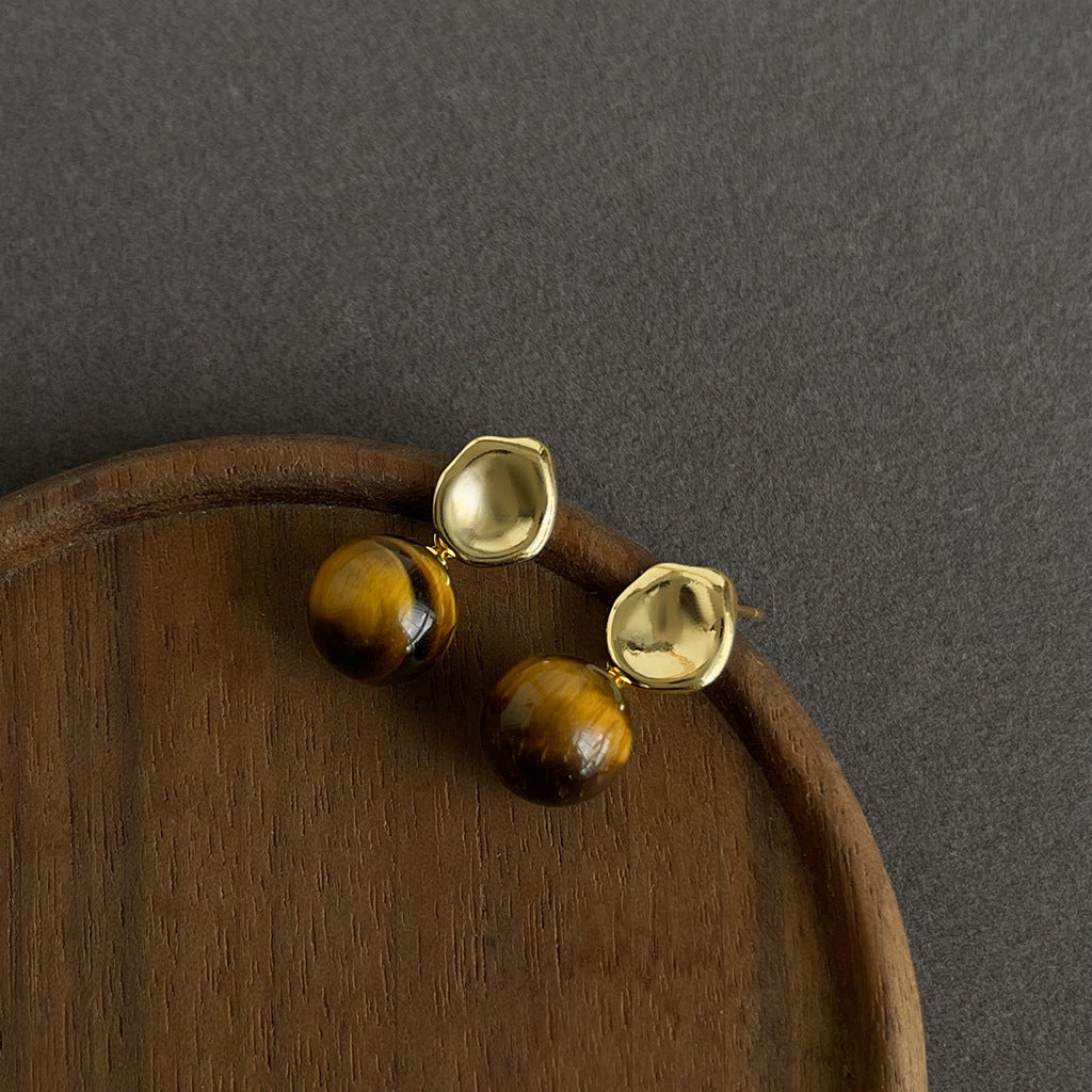 Women's Tigereye Niche Handmade French Entry Lux Earrings