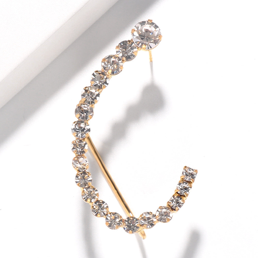 Geometric Ear Hanging Personality Simple Rhinestone High Rings
