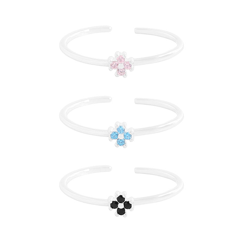 Women's Light Luxury Design Lightweight Flower Dot Rings