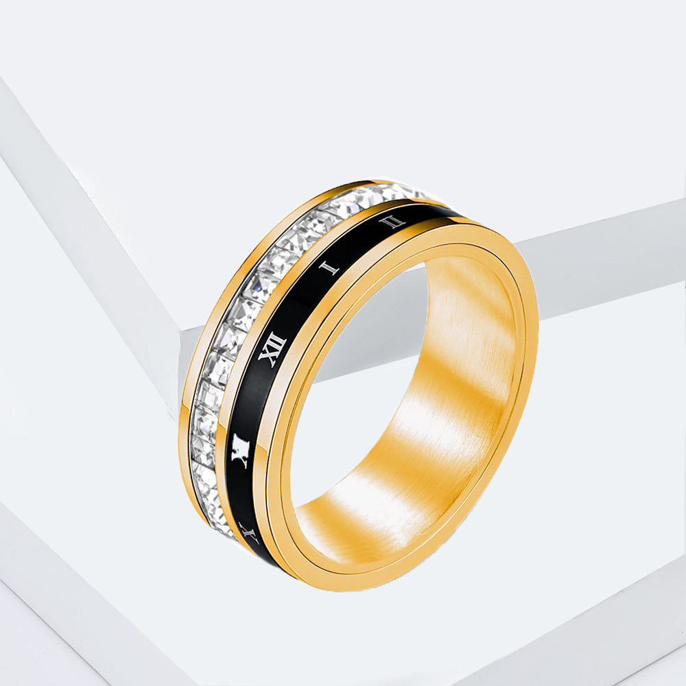 Luxury Style Full Square Diamond Roman Rings