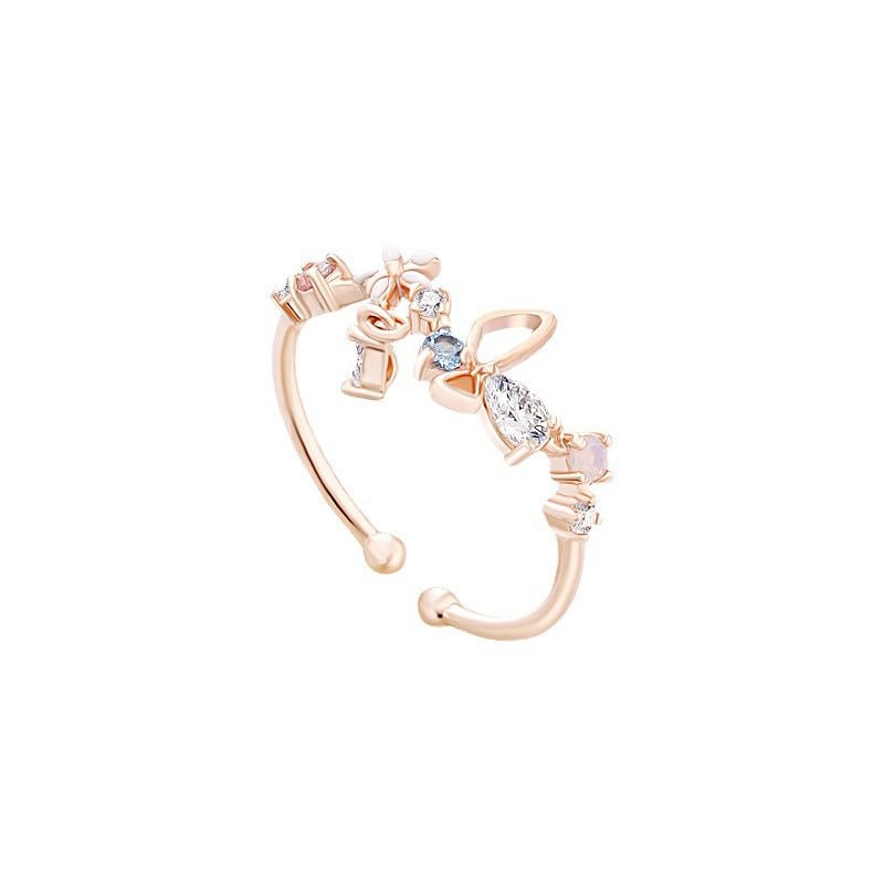 Women's Sweet Flower For Niche Design Fashion Simple Opening Rings