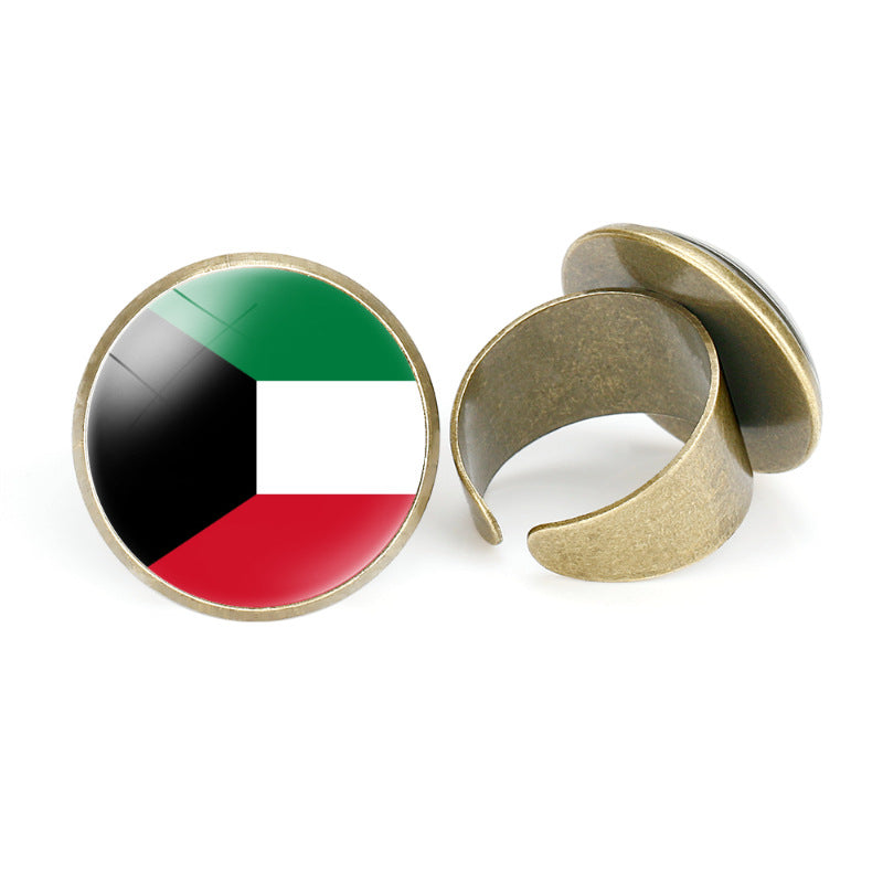 Asian Flags Vintage Open Bahrain Turkey Rings