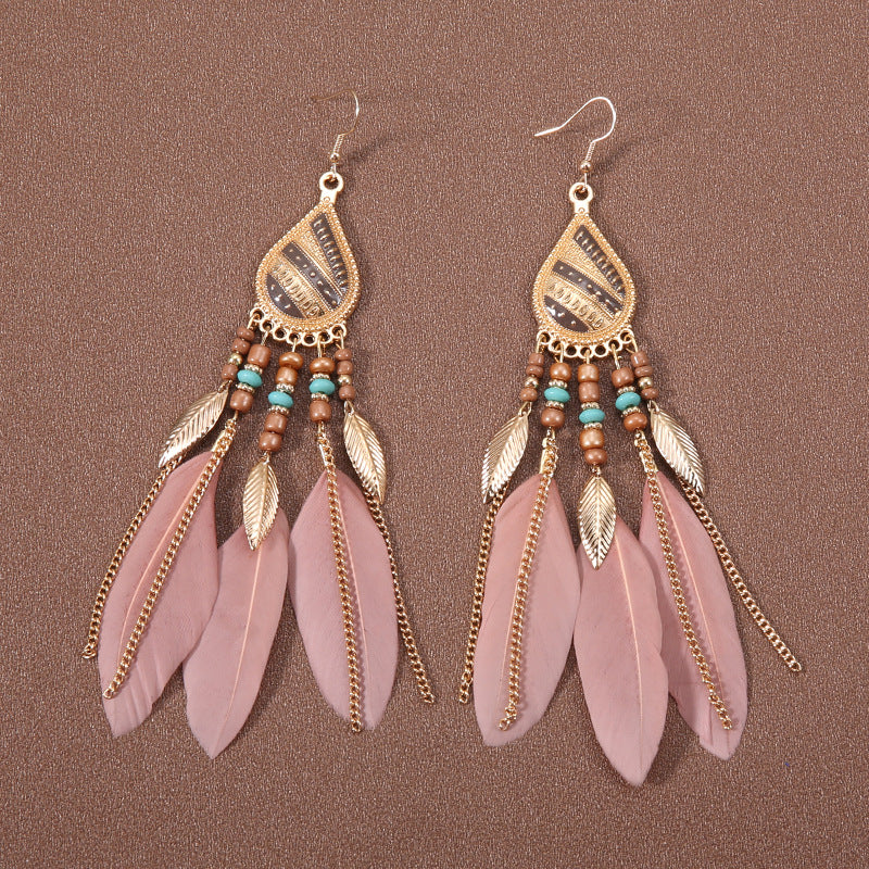 Women's Tassel For Water Drop Long Ethnic Earrings
