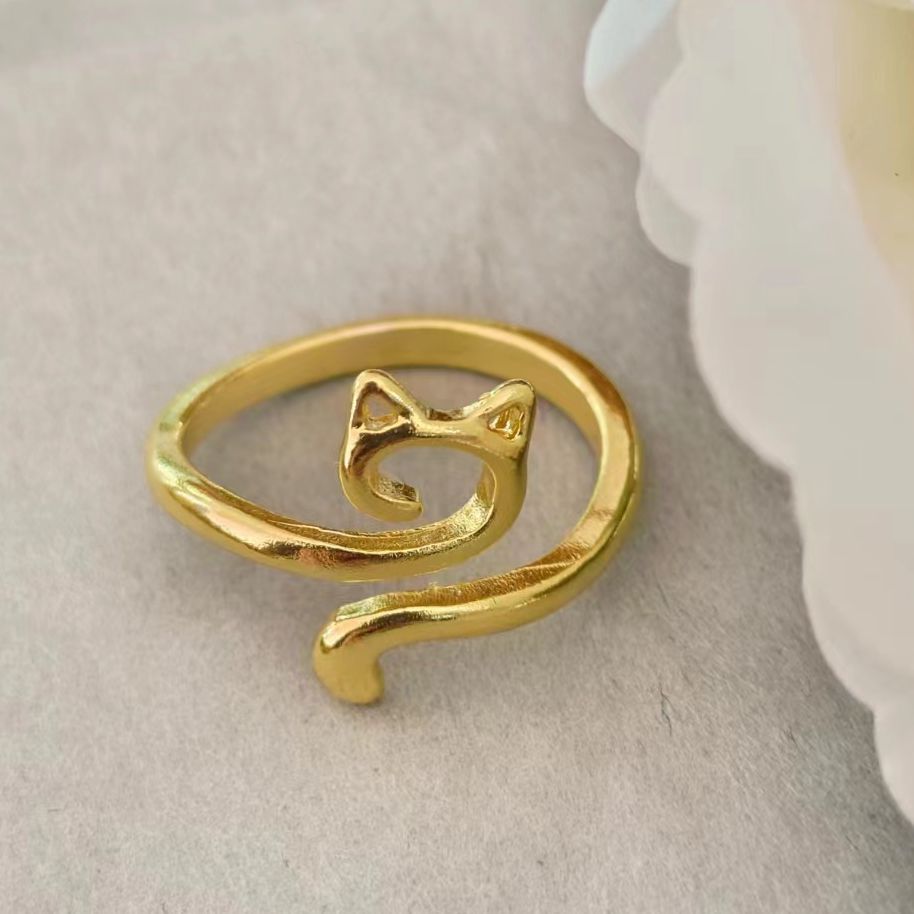 Wind Fresh Cutout Cat Simple Oil Rings