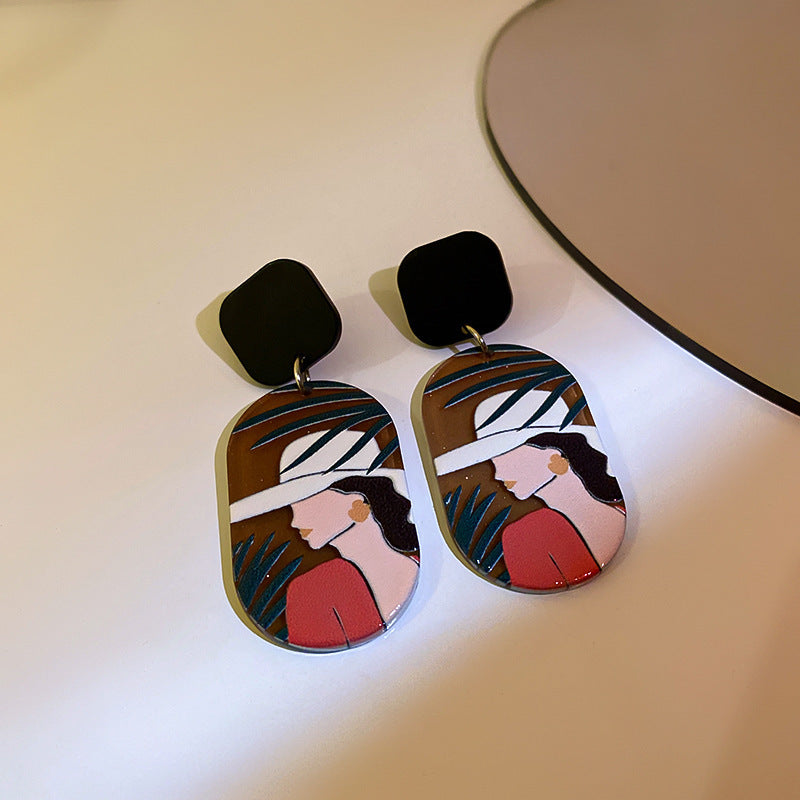 Women's Needle Simple Plaid Geometric Fashion High-grade Earrings