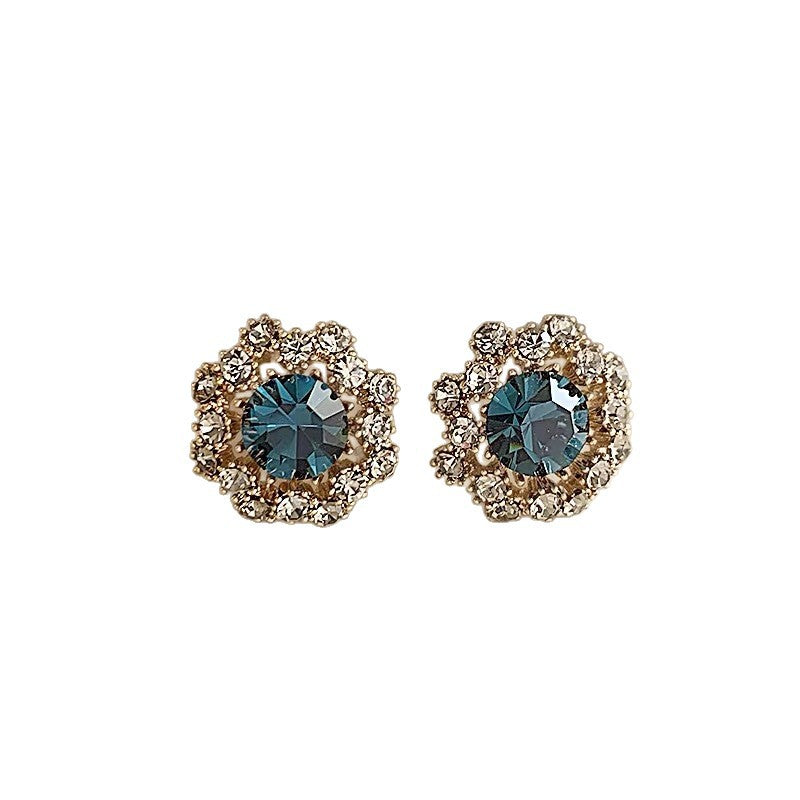 Round Blue Zircon Flower Exquisite Trendy Rings
