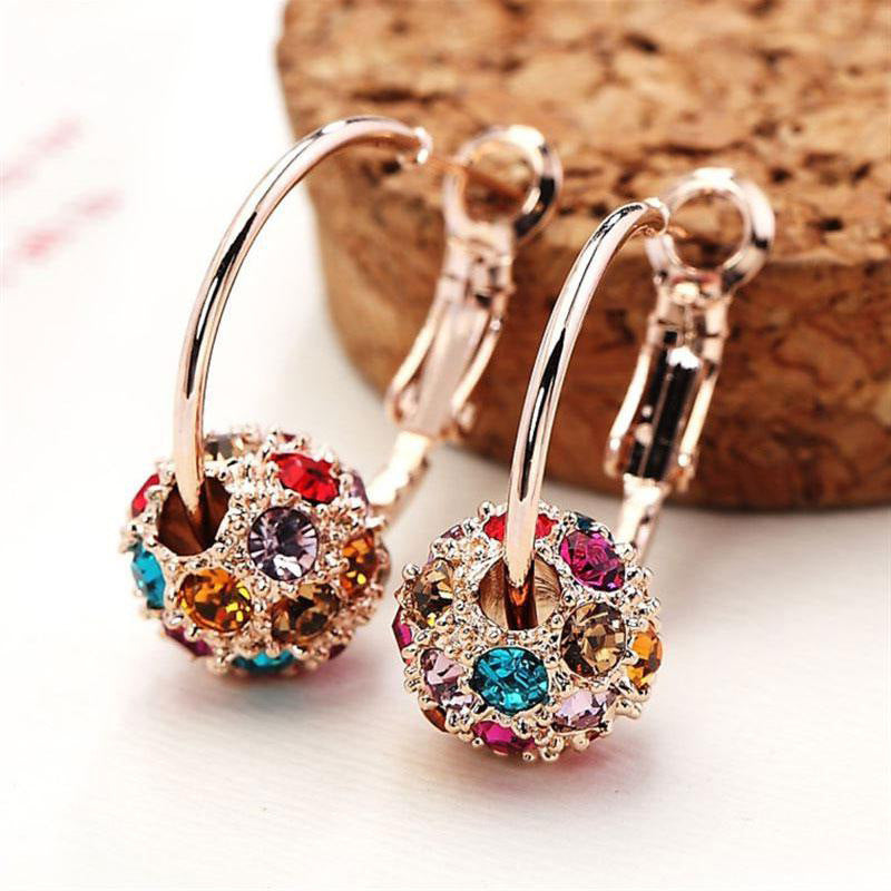 Korean Style Creative Crystal Diamond Ball Colorful Crystals Earrings