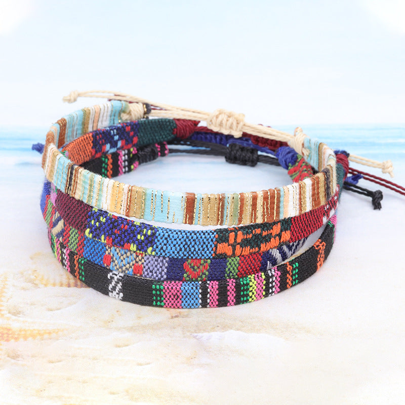 Style Cotton Linen Woven Fabric Carrying Bracelets