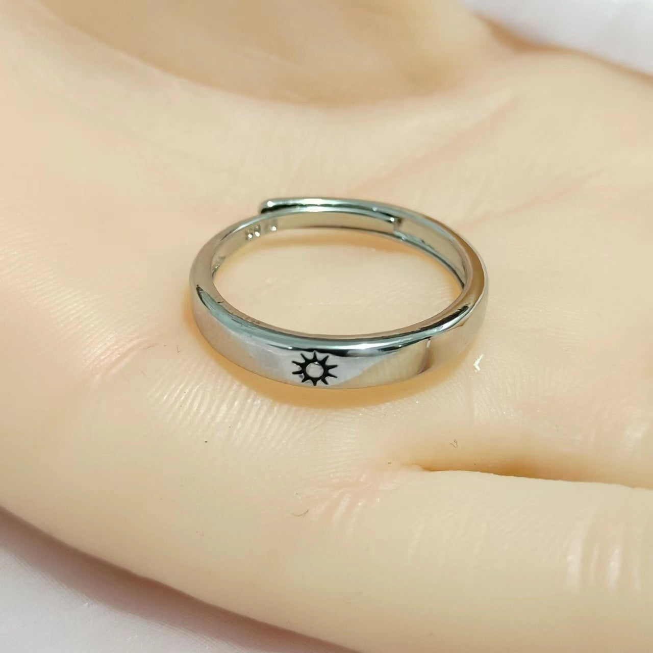 Valentine's Day Simple Sun Moon Lovers Adjustable Opening Vintage Rings