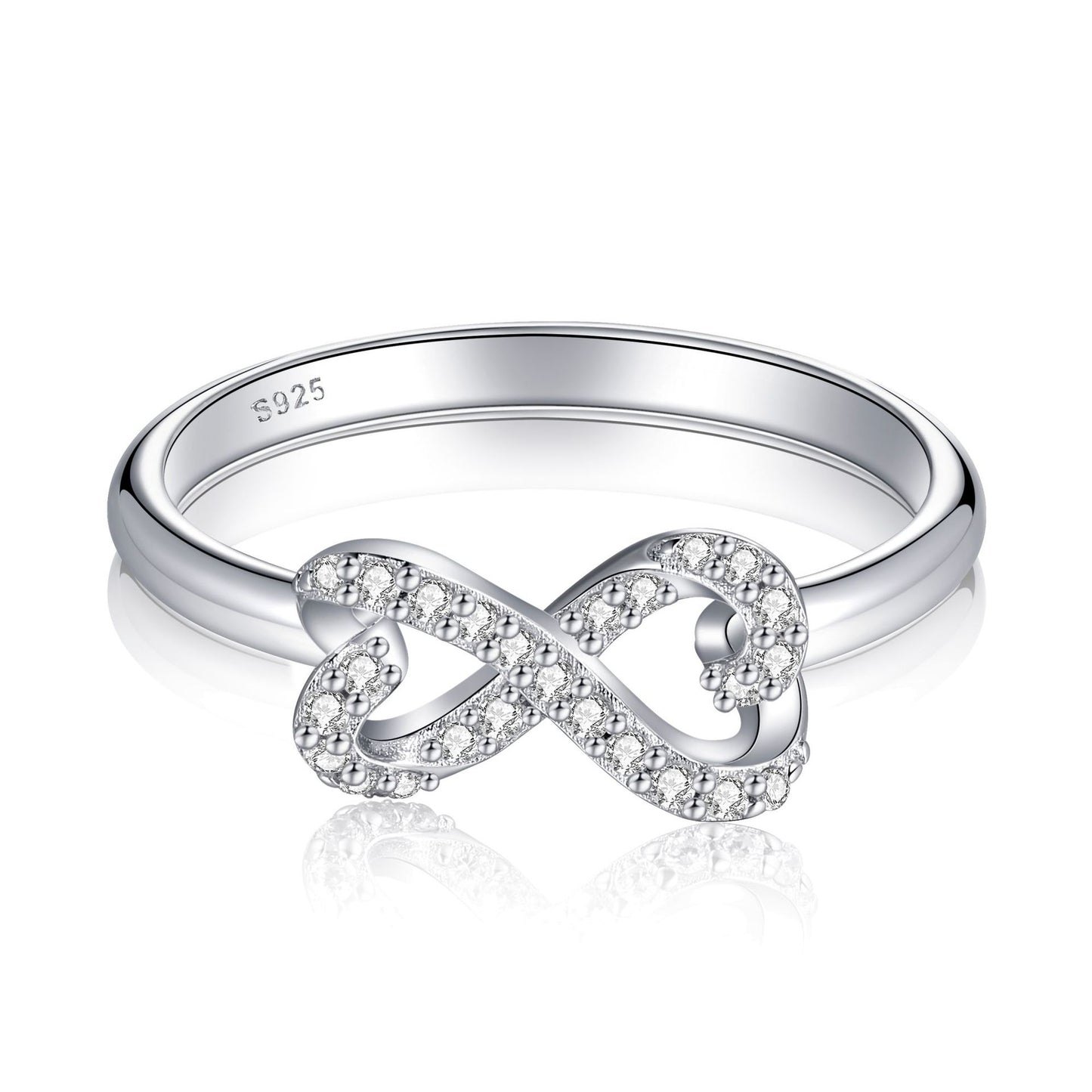Women's Sterling Sier Bow Love Heart-shaped Design Rings