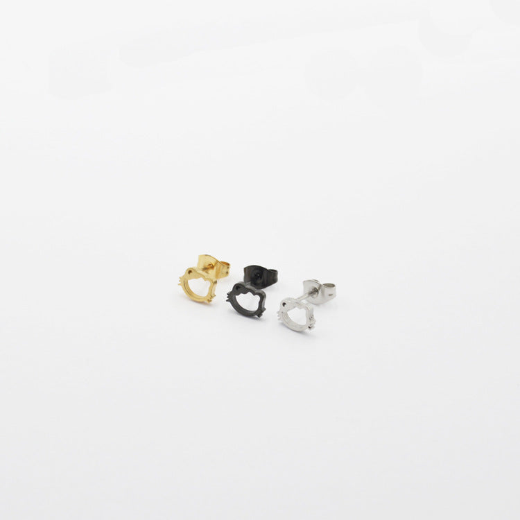 Steel Hollow Cute Cartoon Cat Ear Earrings