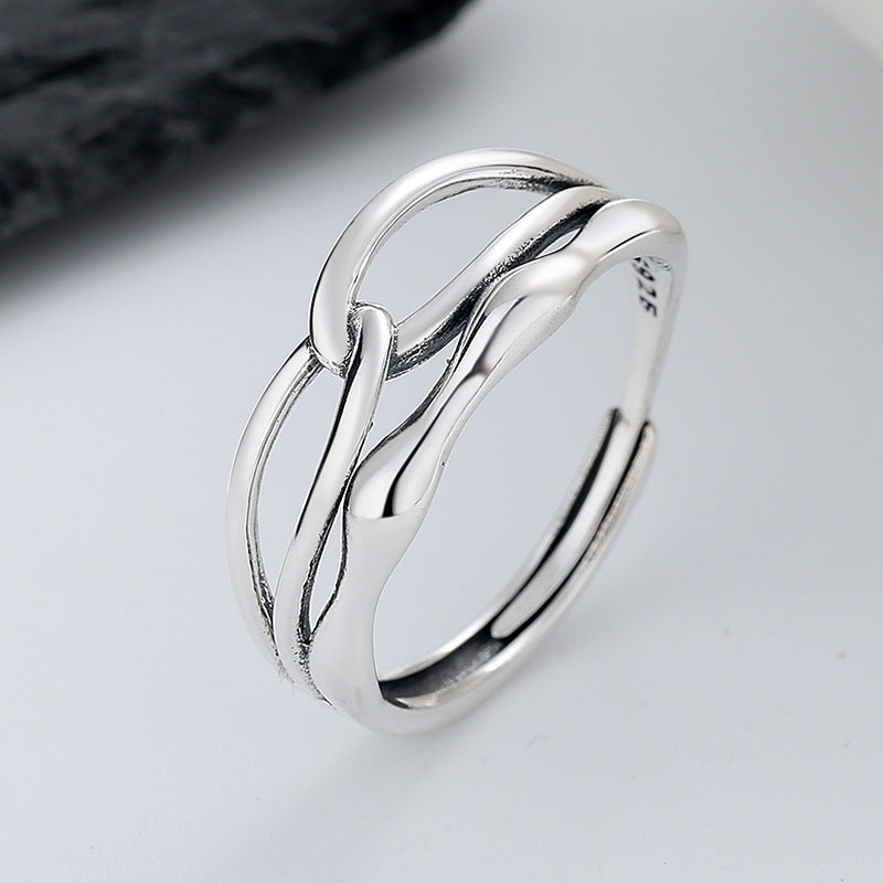 Sterling Sier Twisted Irregular Line Style Rings